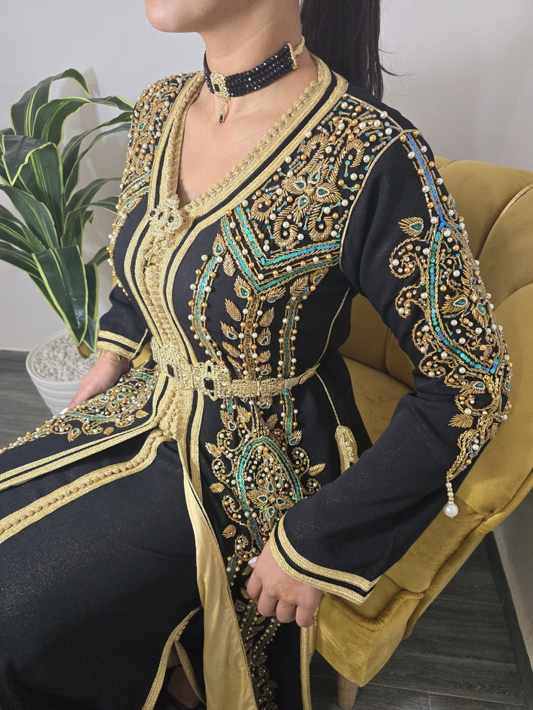 Black Moroccan Kaftan Wedding Dress