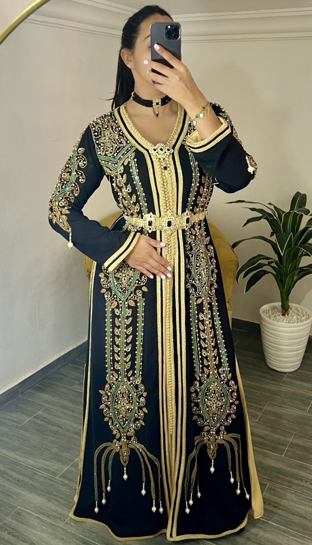 Black Moroccan Caftan Wedding Dress