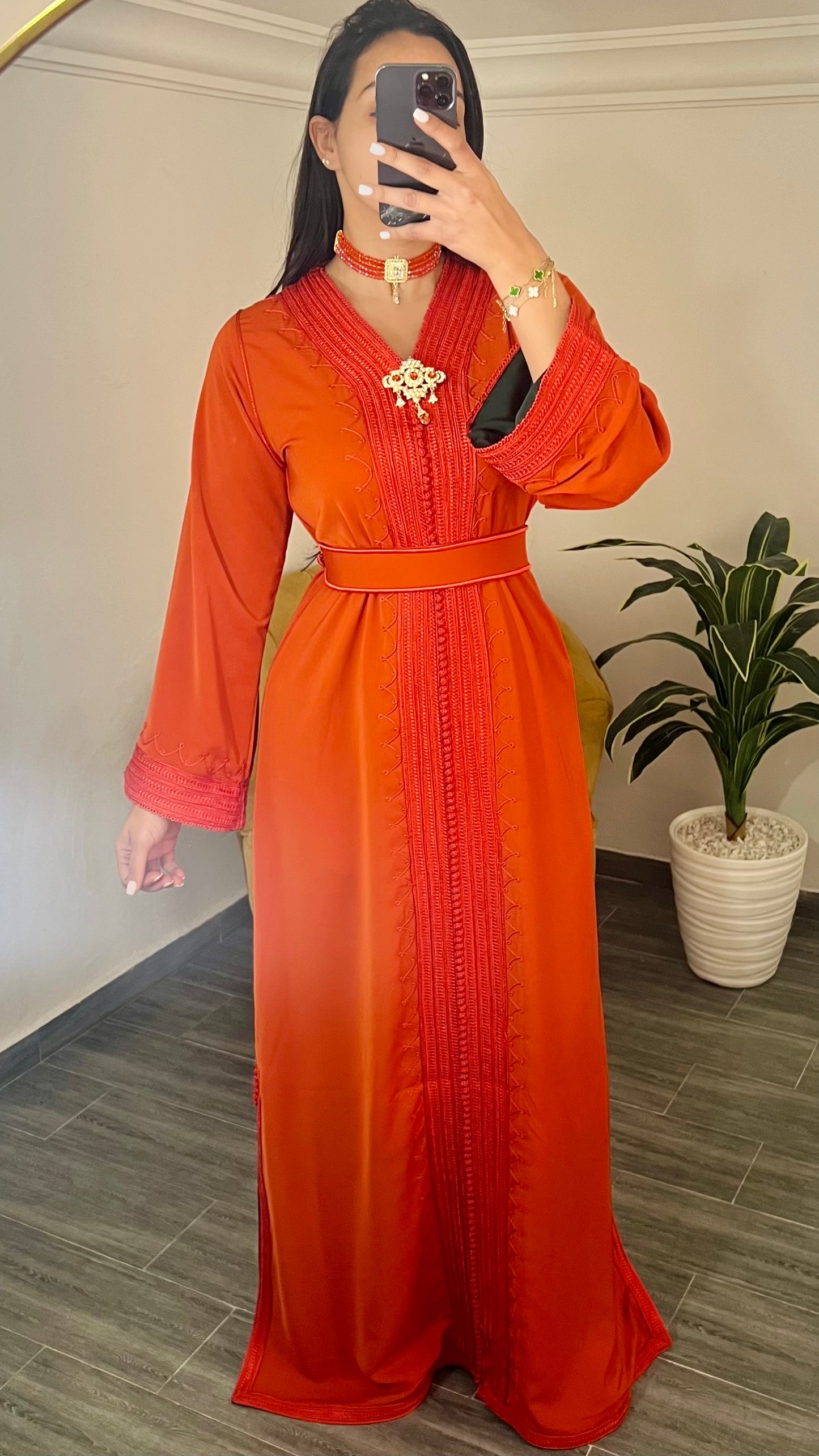 Orange Kaftan Dress For Women