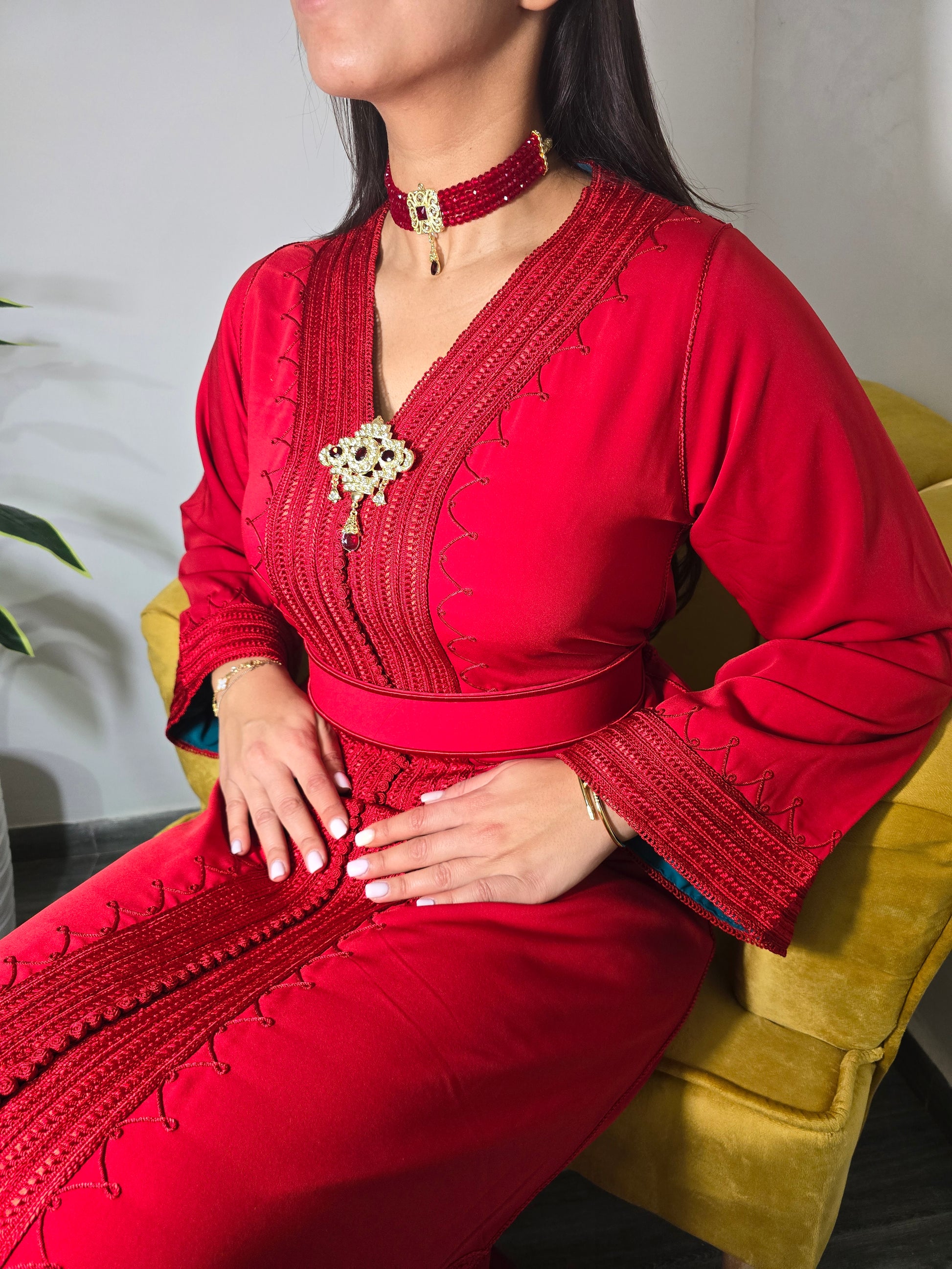 Red Moroccan Caftan Dress 