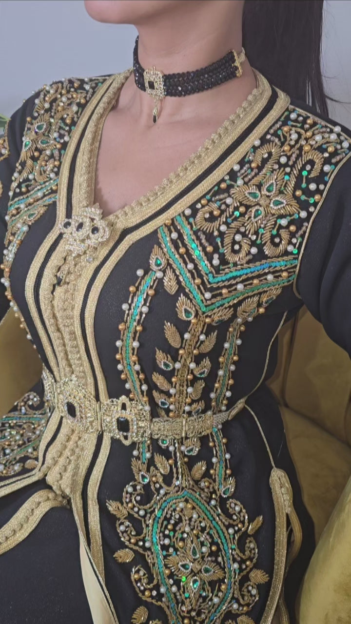 Moroccan Black Kaftan Dress For Wedding