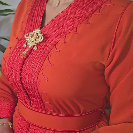 Moroccan Orange Caftan Dress 