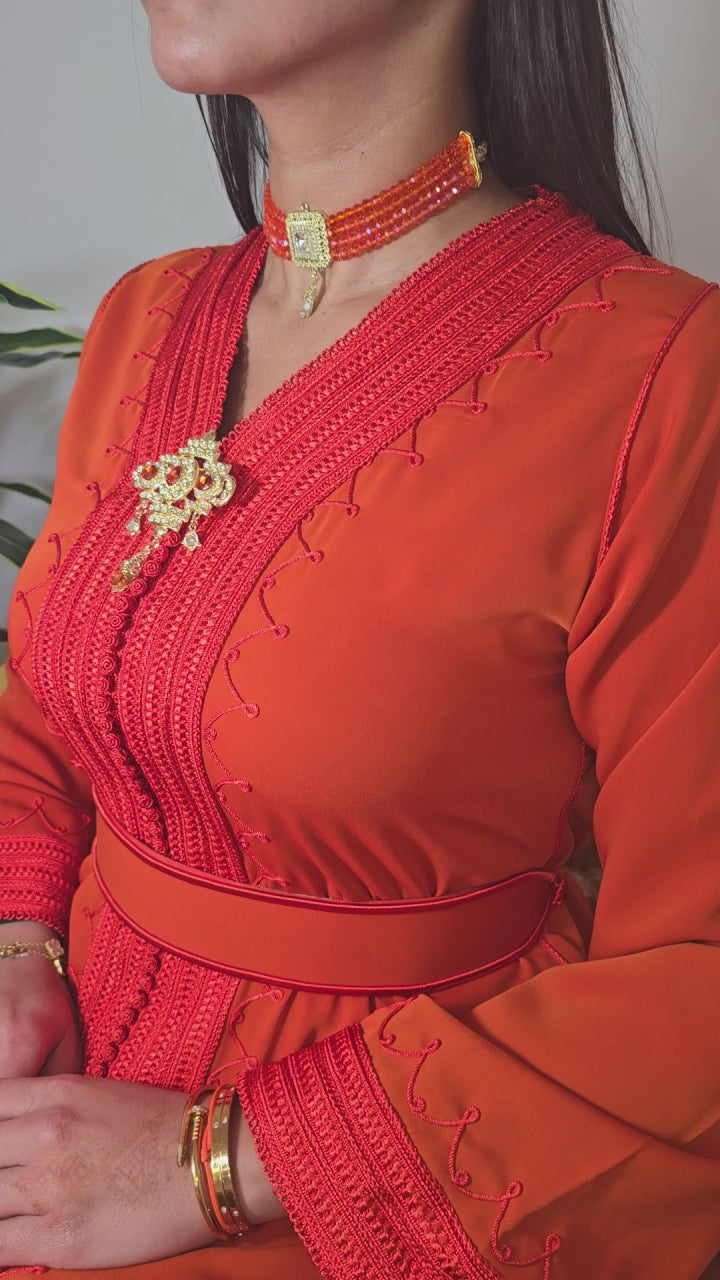 Moroccan Orange Caftan Dress 