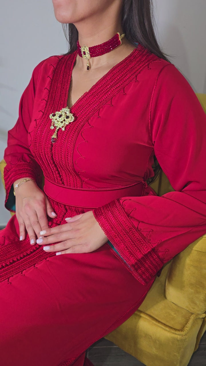 Moroccan Red Kaftan Dress